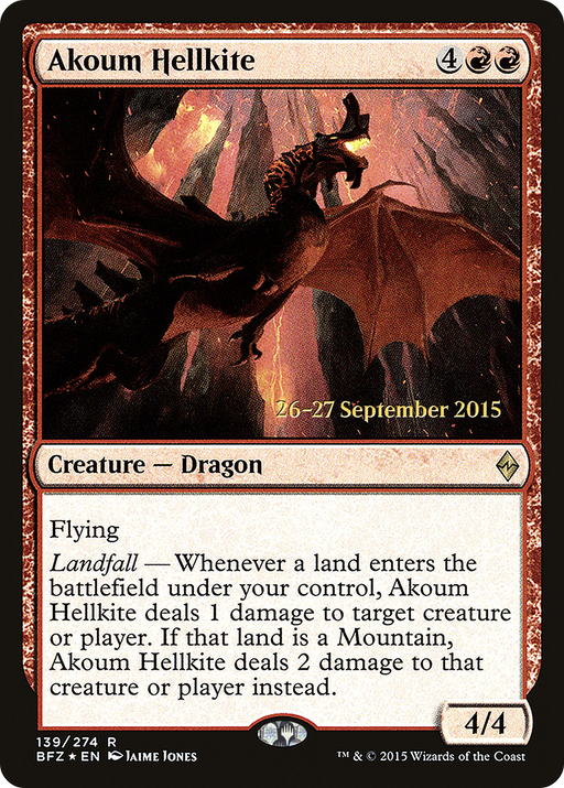 Akoum Hellkite (PRE-139) [Battle for Zendikar Promos] Foil MTG Single Wizards of the Coast