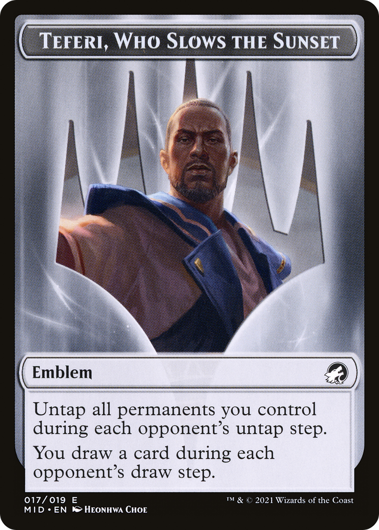 Teferi, Who Slows the Sunset Emblem (TMID-017) [Tokens] Innistrad: Midnight Hunt Tokens Foil MTG Single Wizards of the Coast