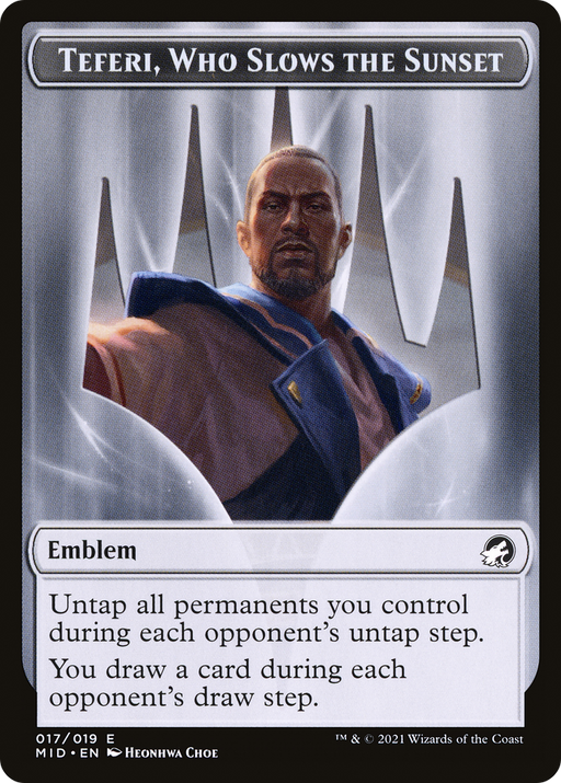 Teferi, Who Slows the Sunset Emblem (TMID-017) [Tokens] Innistrad: Midnight Hunt Tokens Foil MTG Single Wizards of the Coast