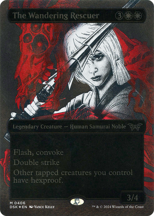 The Wandering Rescuer (Textured Foil) (DSK-406) [Duskmourn: House of Horror] (Showcase) (Borderless) Foil MTG Single Wizards of the Coast
