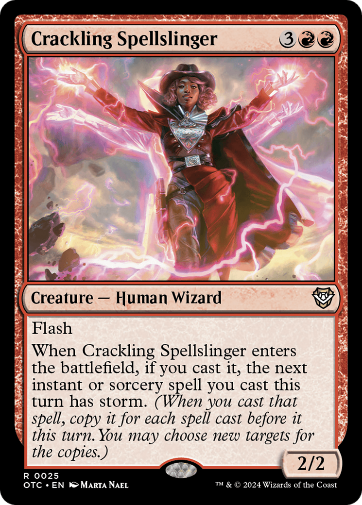 Crackling Spellslinger (OTC-025) [Outlaws of Thunder Junction Commander] MTG Single Wizards of the Coast