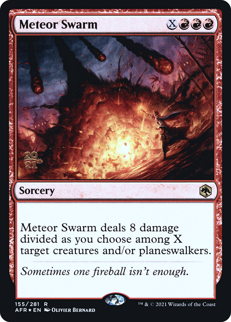 Meteor Swarm (PRE-155) [Adventures in the Forgotten Realms Promos] Foil MTG Single Wizards of the Coast