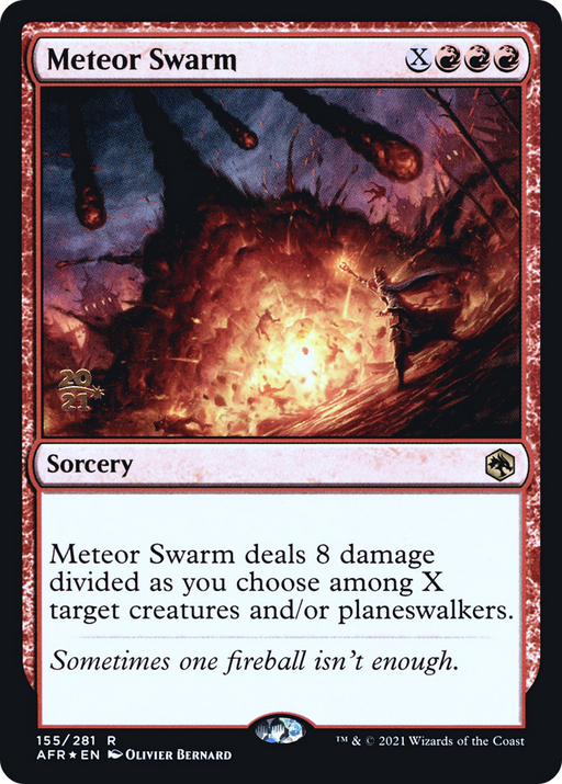 Meteor Swarm (PRE-155) [Adventures in the Forgotten Realms Promos] Foil MTG Single Wizards of the Coast