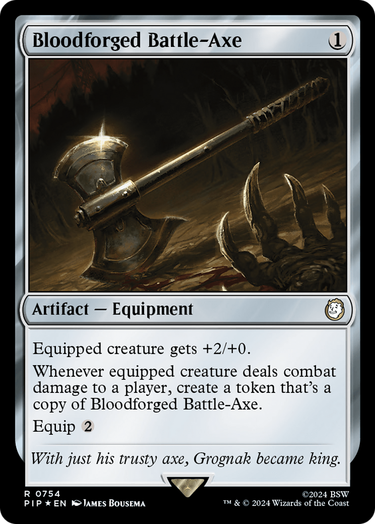 Bloodforged Battle-Axe (Surge Foil) (PIP-754) [Fallout] Foil MTG Single Wizards of the Coast