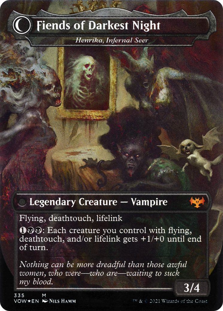 The Three Weird Sisters - Henrika Domnathi (VOW-335) [Innistrad: Crimson Vow] (Borderless) Foil MTG Single Wizards of the Coast