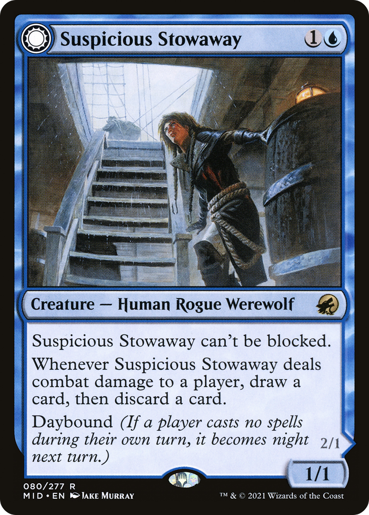 Suspicious Stowaway // Seafaring Werewolf (MID-080) [Innistrad: Midnight Hunt] Foil MTG Single Wizards of the Coast