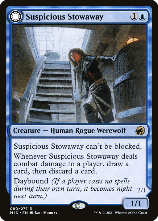 Suspicious Stowaway // Seafaring Werewolf (MID-080) [Innistrad: Midnight Hunt] MTG Single Wizards of the Coast