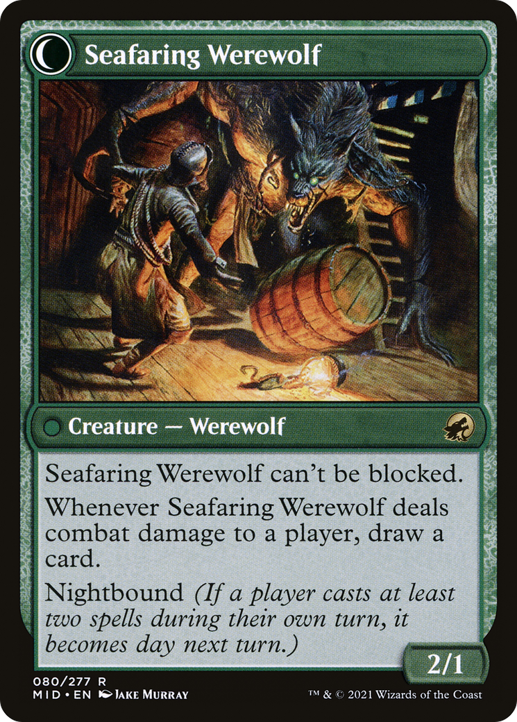 Suspicious Stowaway // Seafaring Werewolf (MID-080) [Innistrad: Midnight Hunt] MTG Single Wizards of the Coast