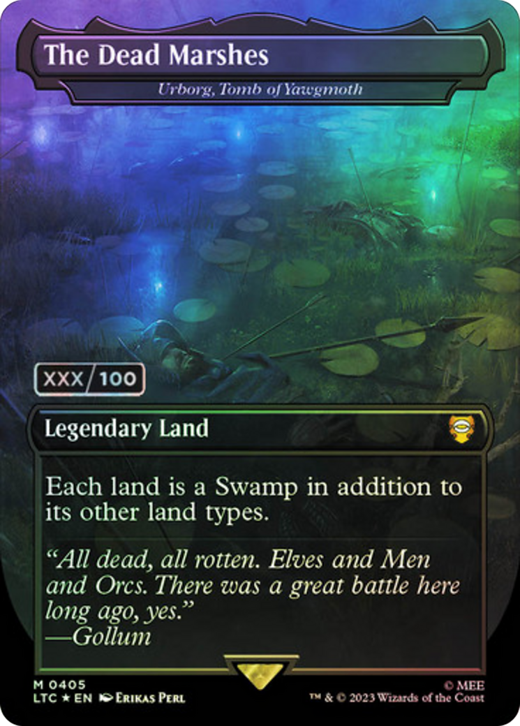 The Dead Marshes - Urborg, Tomb of Yawgmoth (Serial Numbered) (LTC-405) [Tales of Middle-earth Commander] (Borderless) Foil MTG Single Wizards of the Coast