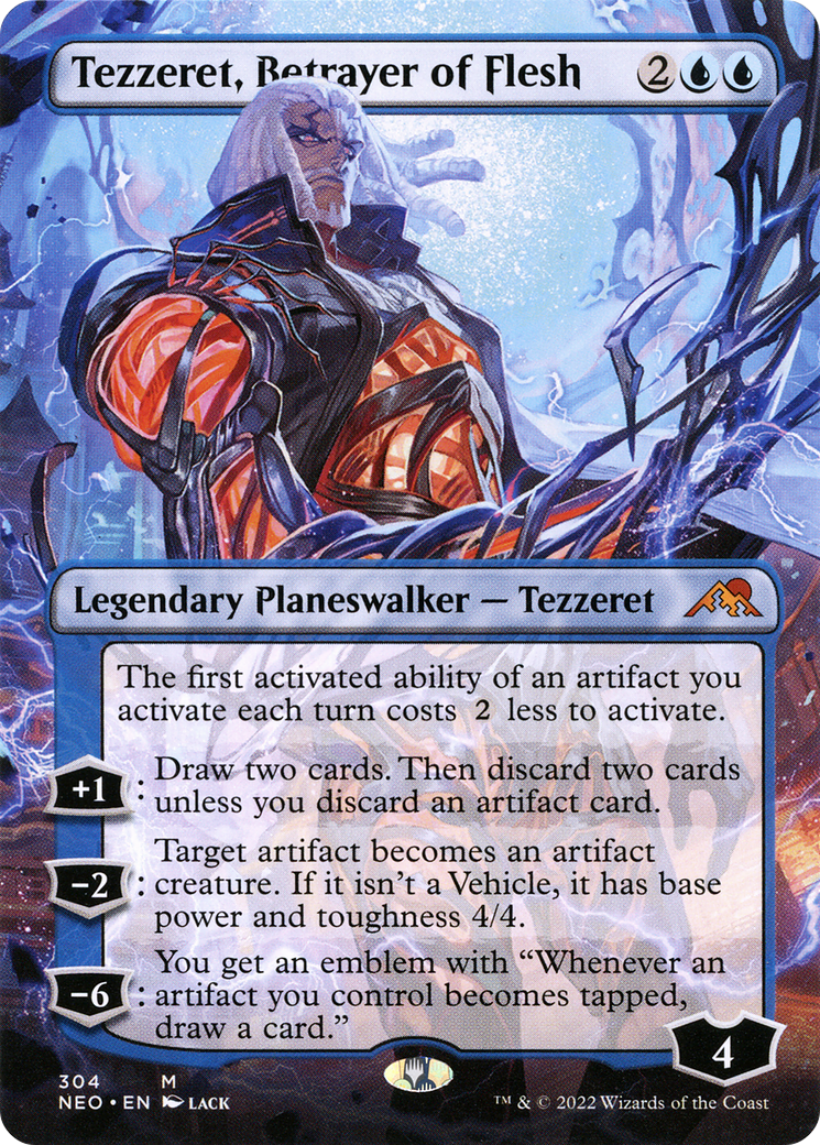 Tezzeret, Betrayer of Flesh (NEO-304) [Kamigawa: Neon Dynasty] (Borderless) MTG Single Wizards of the Coast