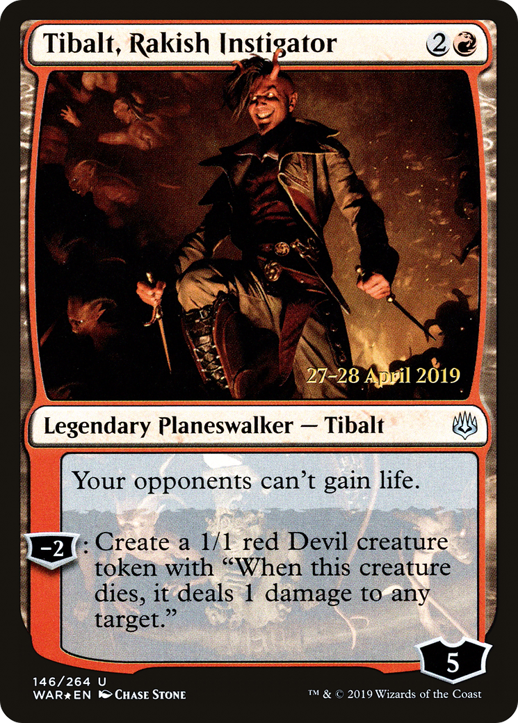 Tibalt, Rakish Instigator (PRE-146) [War of the Spark Promos] Foil MTG Single Wizards of the Coast