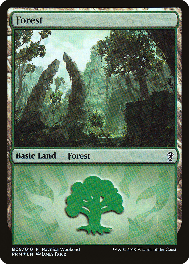 Forest - Gruul (B08) (LARP-008) [Misc] RNA Ravnica Weekend Foil MTG Single Wizards of the Coast