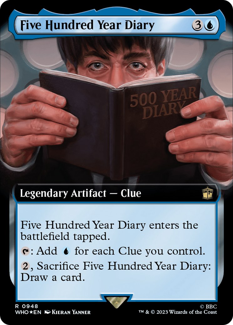 Five Hundred Year Diary (Surge Foil) (WHO-948) [Doctor Who] (Extended Art) Foil MTG Single Wizards of the Coast