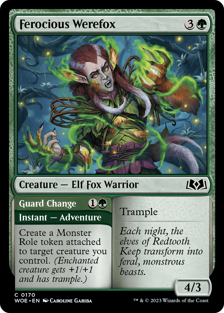Ferocious Werefox // Guard Change (WOE-170) [Wilds of Eldraine] Foil MTG Single Wizards of the Coast