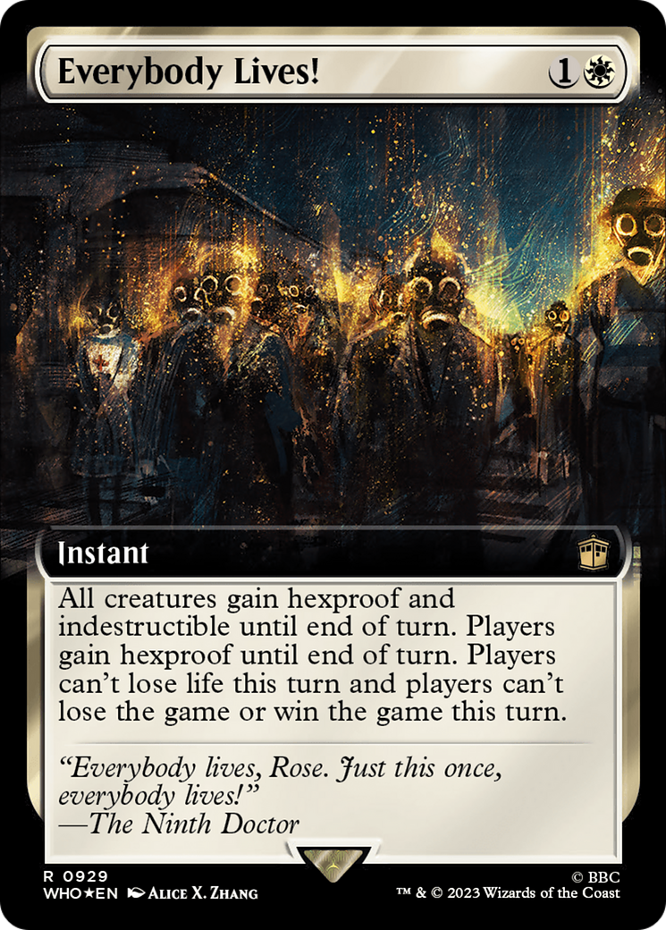 Everybody Lives! (Surge Foil) (WHO-929) [Doctor Who] (Extended Art) Foil MTG Single Wizards of the Coast