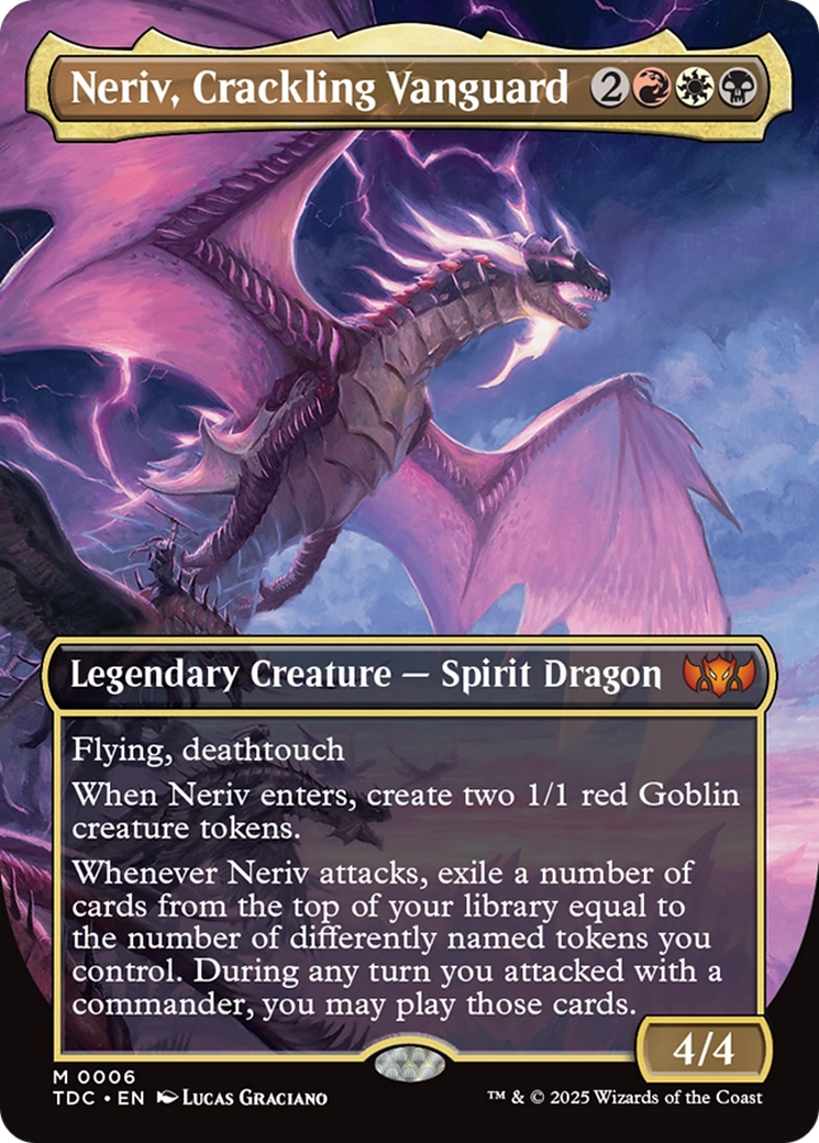 Neriv, Crackling Vanguard (Borderless) (TDC-006) [Commander: Tarkir: Dragonstorm] (Borderless) MTG Single Wizards of the Coast
