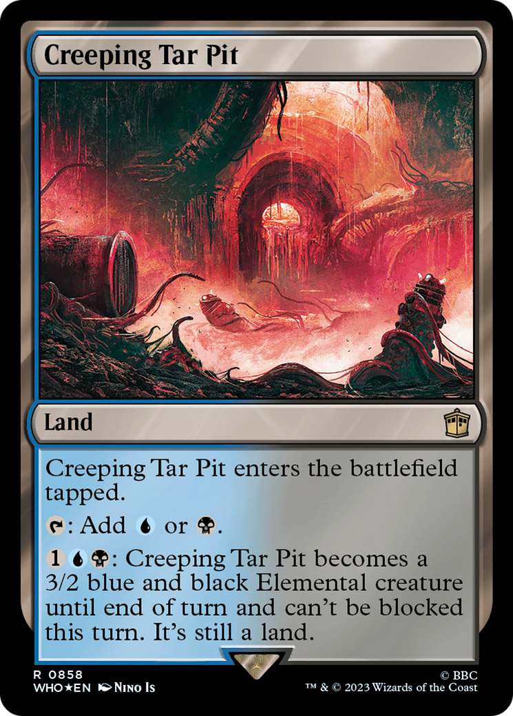 Creeping Tar Pit (Surge Foil) (WHO-858) [Doctor Who] Foil MTG Single Wizards of the Coast