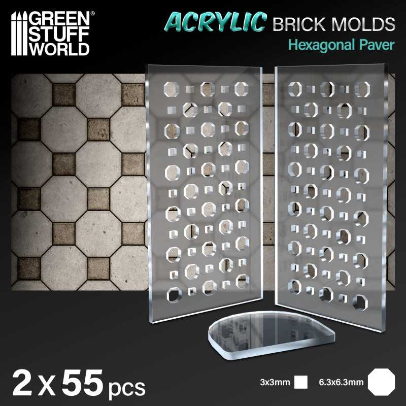 Green Stuff World: Acrylic molds - Octagon Paving Brick Model Tools & Glue Green Stuff World