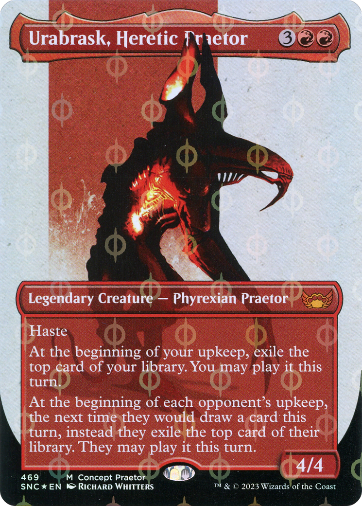 Urabrask, Heretic Praetor (Concept Praetor) (Step-And-Compleat Foil) (ONE-469) [Streets of New Capenna] (Borderless) Foil MTG Single Wizards of the Coast