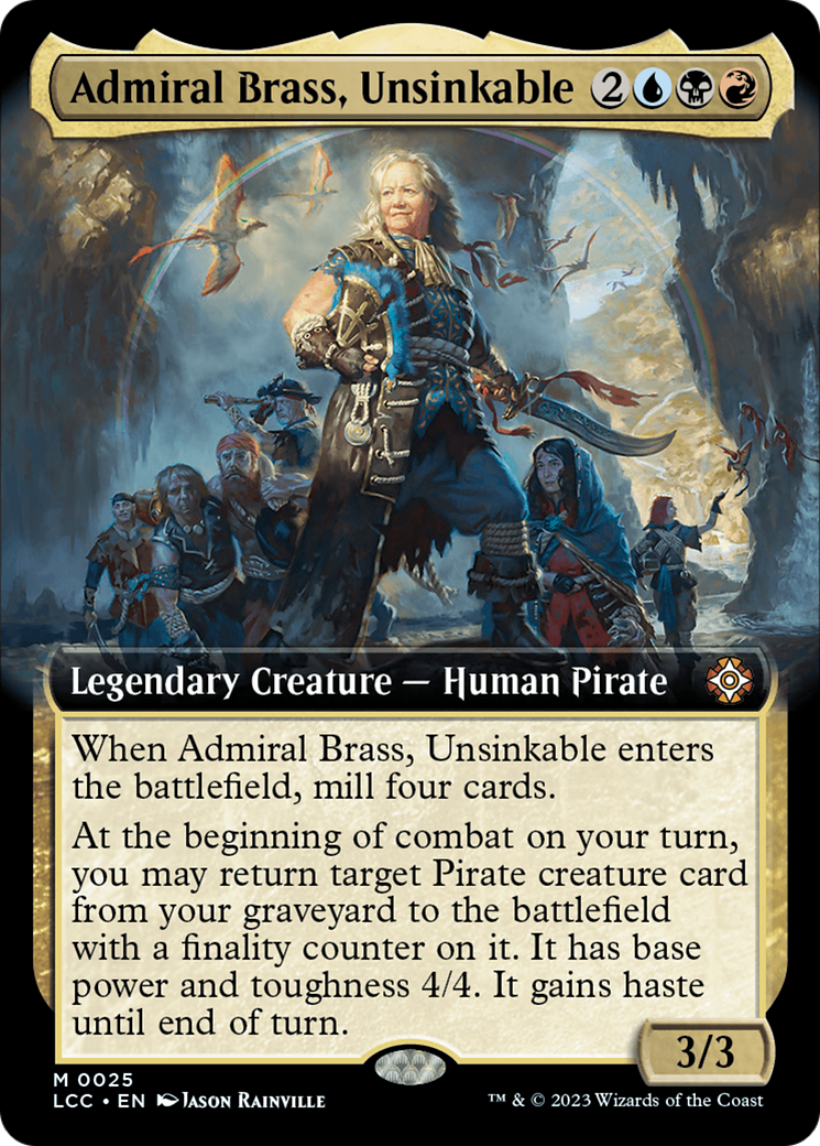 Admiral Brass, Unsinkable (LCC-025) [The Lost Caverns of Ixalan Commander] (Extended Art) MTG Single Magic: The Gathering