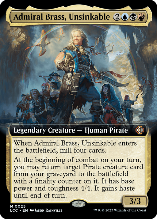 Admiral Brass, Unsinkable (LCC-025) [The Lost Caverns of Ixalan Commander] (Extended Art) MTG Single Magic: The Gathering