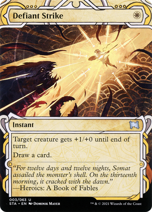 Defiant Strike (STA-003) [Strixhaven Mystical Archive] (Showcase) (Borderless) MTG Single Wizards of the Coast