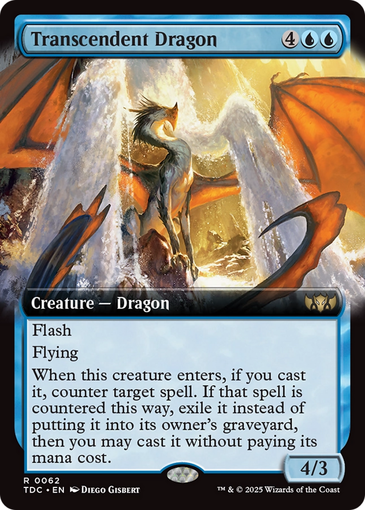 Transcendent Dragon (Extended Art) (TDC-062) [Commander: Tarkir: Dragonstorm]: (Extended Art) MTG Single Wizards of the Coast