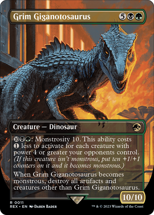 Grim Giganotosaurus (REX-011) [Jurassic World Collection] (Borderless) MTG Single Wizards of the Coast