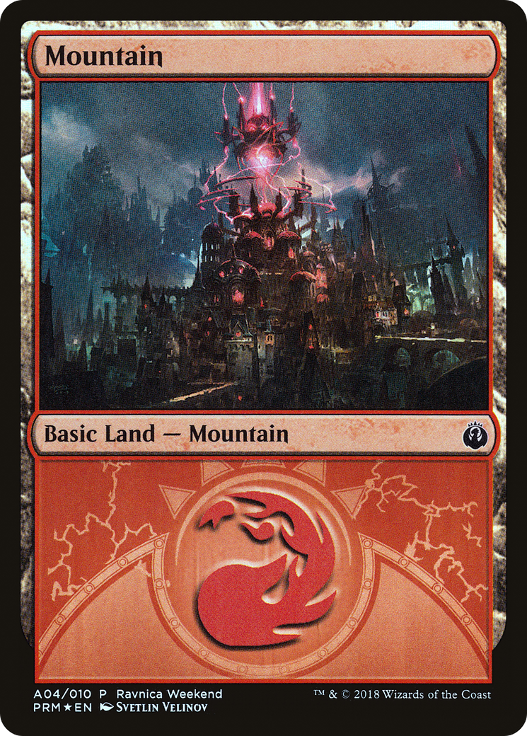 Mountain - Izzet (A04) (LARP-004) [Misc] GRN Ravnica Weekend Foil MTG Single Wizards of the Coast