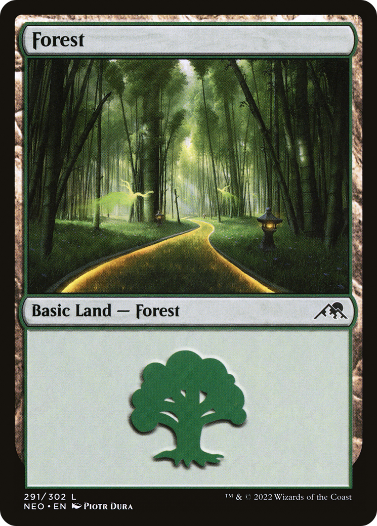 Forest (NEO-291) [Kamigawa: Neon Dynasty] Foil MTG Single Wizards of the Coast