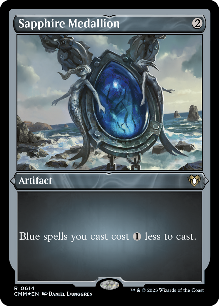 Sapphire Medallion (CMM-614) [Commander Masters] Etched Foil MTG Single Wizards of the Coast