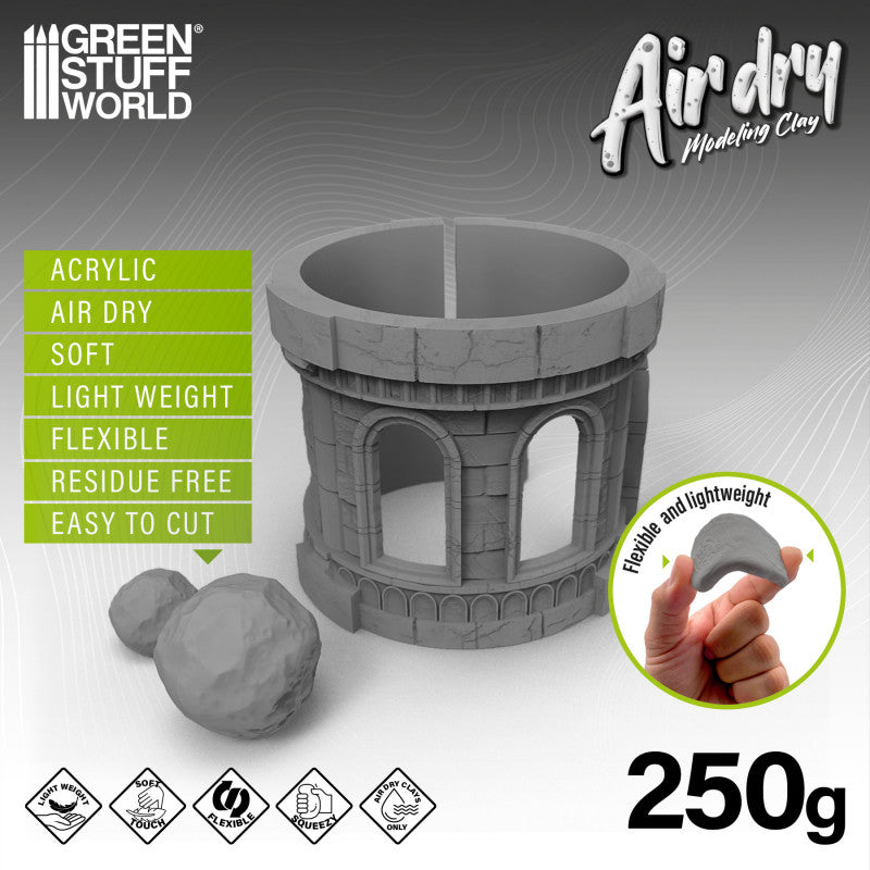 Green Stuff World: Air Dry Foam Modelling Clay 250g - Grey Model Tools & Glue Green Stuff World