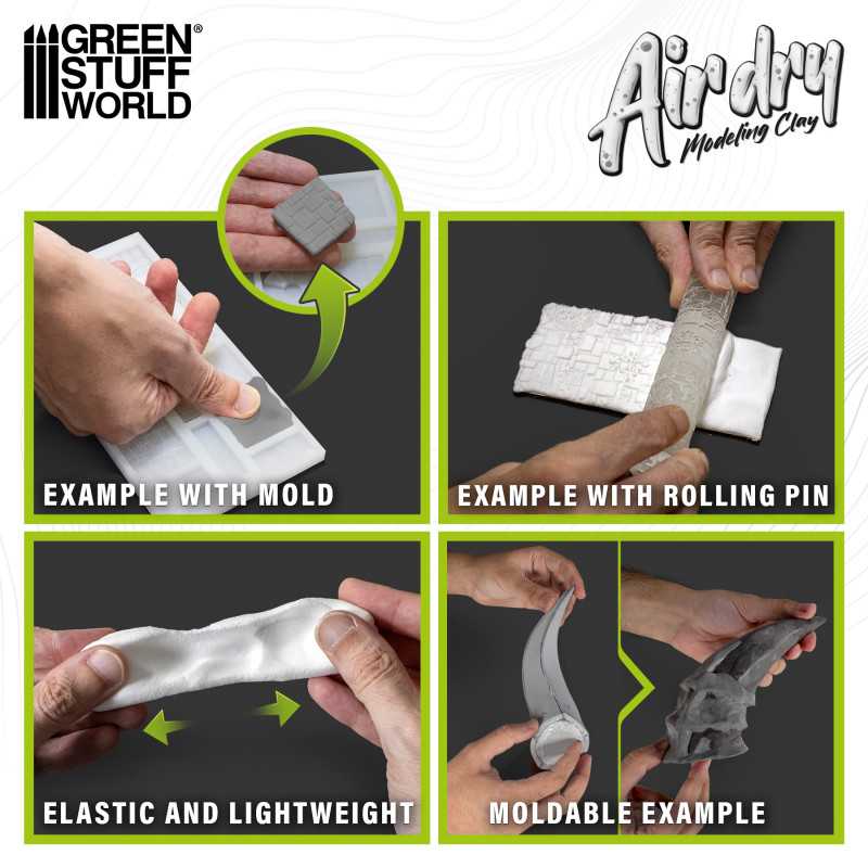 Green Stuff World: Air Dry Foam Modelling Clay 250g - White Model Tools & Glue Green Stuff World