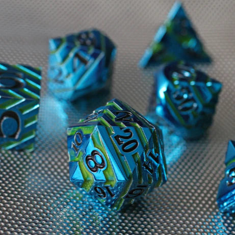 Forged Gaming: Metal 7-Die Set - "Aqua Lore" Dice & Gaming Accessories Forged Gaming
