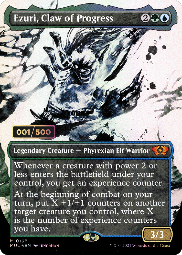 Ezuri, Claw of Progress (Serial Numbered) (MUL-168) [Multiverse Legends] (Showcase) (Borderless) Foil MTG Single Wizards of the Coast