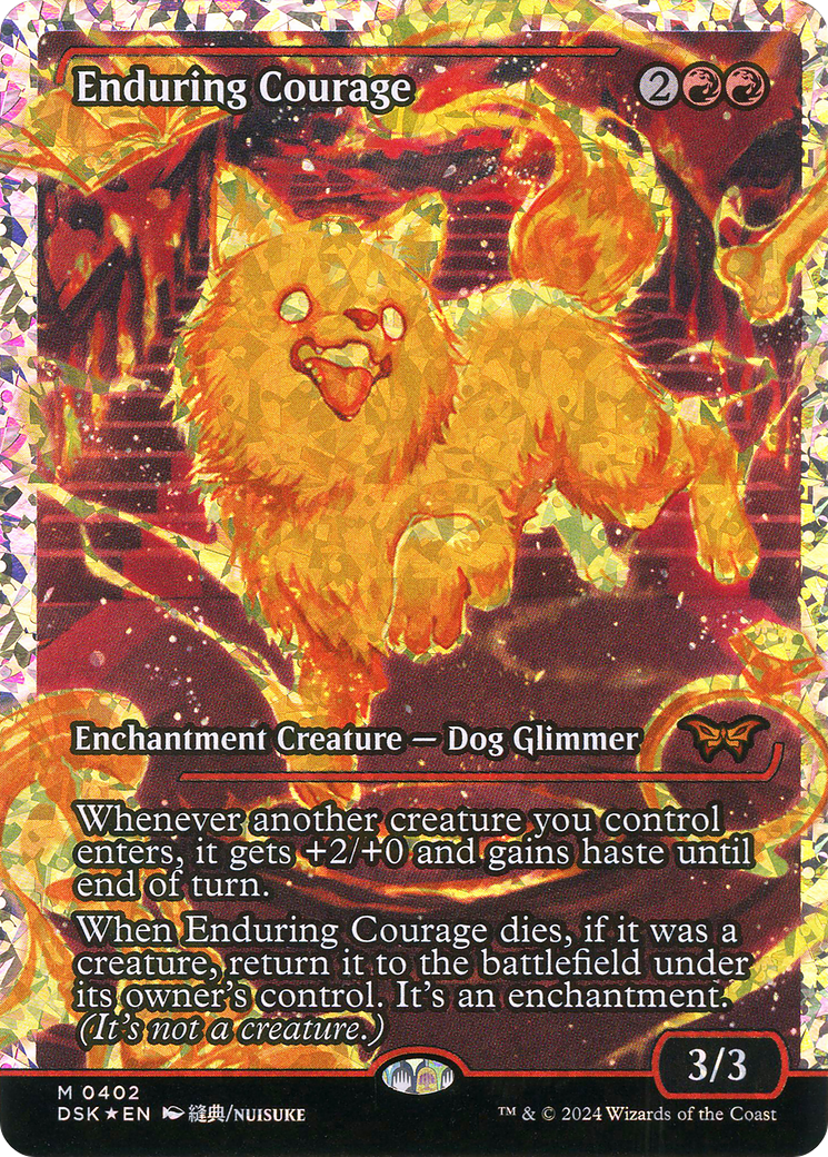 Enduring Courage (Fracture Foil) (DSK-402) [Duskmourn: House of Horror] (Showcase) Foil MTG Single Wizards of the Coast