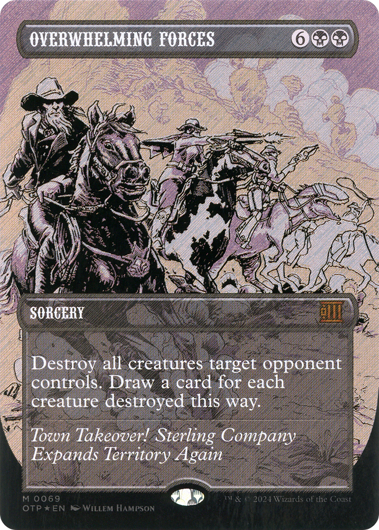 Overwhelming Forces (Textured Foil) (OTP-069) [Breaking News] (Borderless) Foil MTG Single Wizards of the Coast