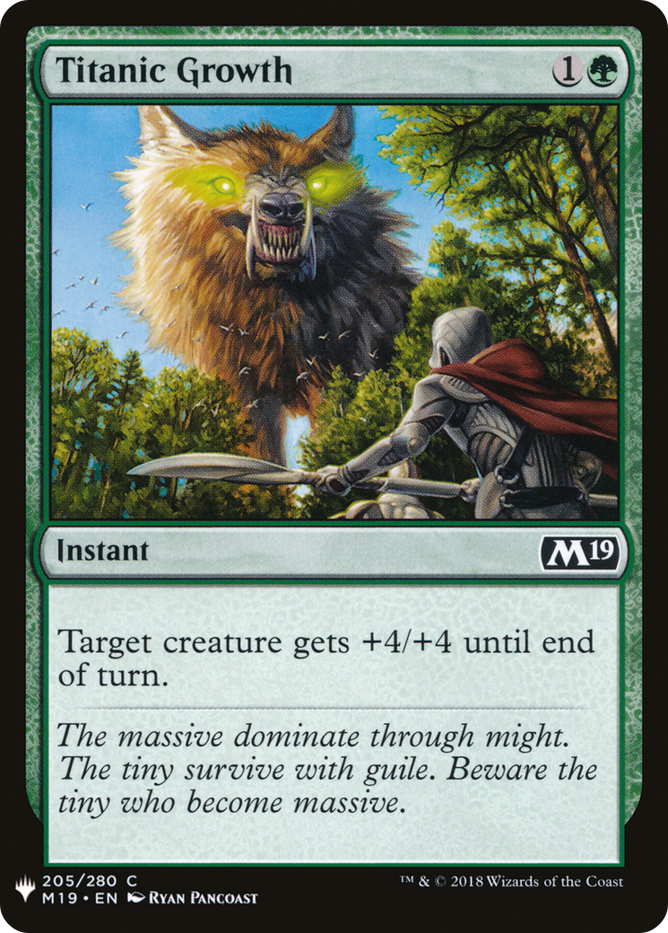 Titanic Growth (LIST-M19-205) [Mystery Booster] The List MTG Single Wizards of the Coast