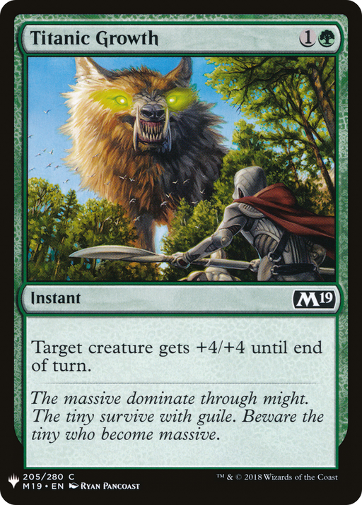Titanic Growth (LIST-M19-205) [Mystery Booster] The List MTG Single Wizards of the Coast