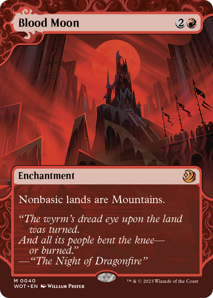 Blood Moon (WOT-040) [Wilds of Eldraine: Enchanting Tales] (Showcase) (Borderless) MTG Single Wizards of the Coast