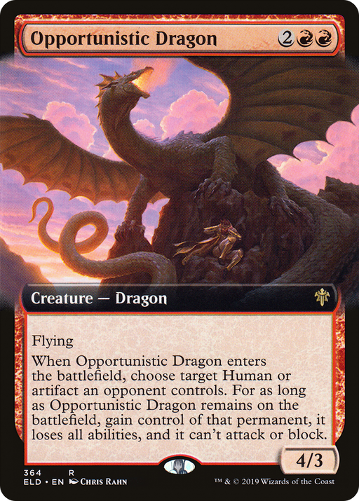 Opportunistic Dragon (ELD-364) [Throne of Eldraine] (Extended Art) MTG Single Wizards of the Coast