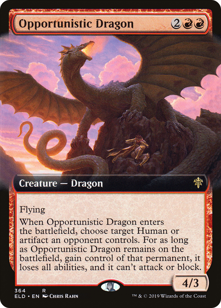 Opportunistic Dragon (ELD-364) [Throne of Eldraine] (Extended Art) Foil MTG Single Wizards of the Coast