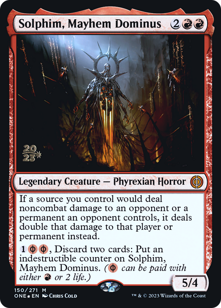 Solphim, Mayhem Dominus (PRE-150) [Phyrexia: All Will Be One Promos] Foil MTG Single Wizards of the Coast