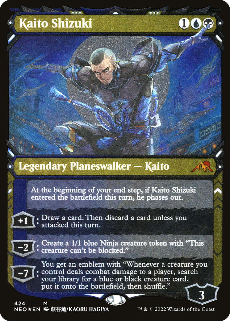 Kaito Shizuki (NEO-424) [Kamigawa: Neon Dynasty] (Showcase) Etched Foil MTG Single Wizards of the Coast