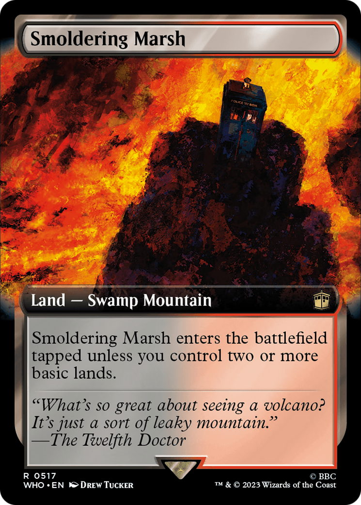 Smoldering Marsh (WHO-517) [Doctor Who] (Extended Art) MTG Single Wizards of the Coast