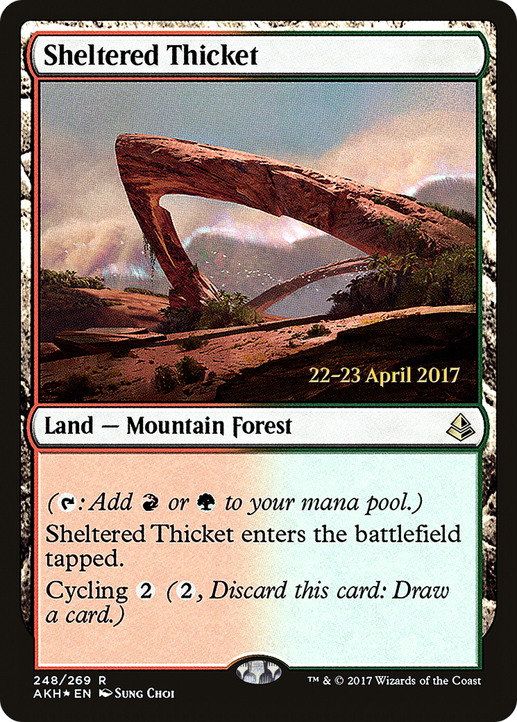 Sheltered Thicket [Amonkhet Prerelease Promos] MTG Single Magic: The Gathering