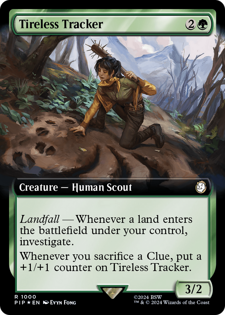 Tireless Tracker (Surge Foil) (PIP-1000) [Fallout] (Extended Art) Foil MTG Single Wizards of the Coast