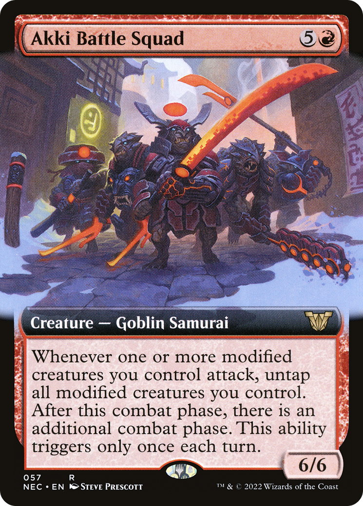 Akki Battle Squad (NEC-057) [Neon Dynasty Commander] (Extended Art) MTG Single Wizards of the Coast
