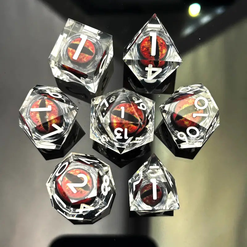 Seriously Good Dice: Dragon's Eye 7 Die Set "Smokey Red Dragon" Dice & Gaming Accessories Taps Imports
