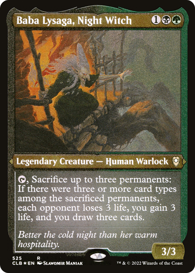 Baba Lysaga, Night Witch (CLB-525) [Commander Legends: Battle for Baldur's Gate] Etched Foil MTG Single Wizards of the Coast